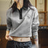 Premium Women's Retro Polo Sweatshirt – Embroidered Crop Pullover for Sporty Streetwear Looks